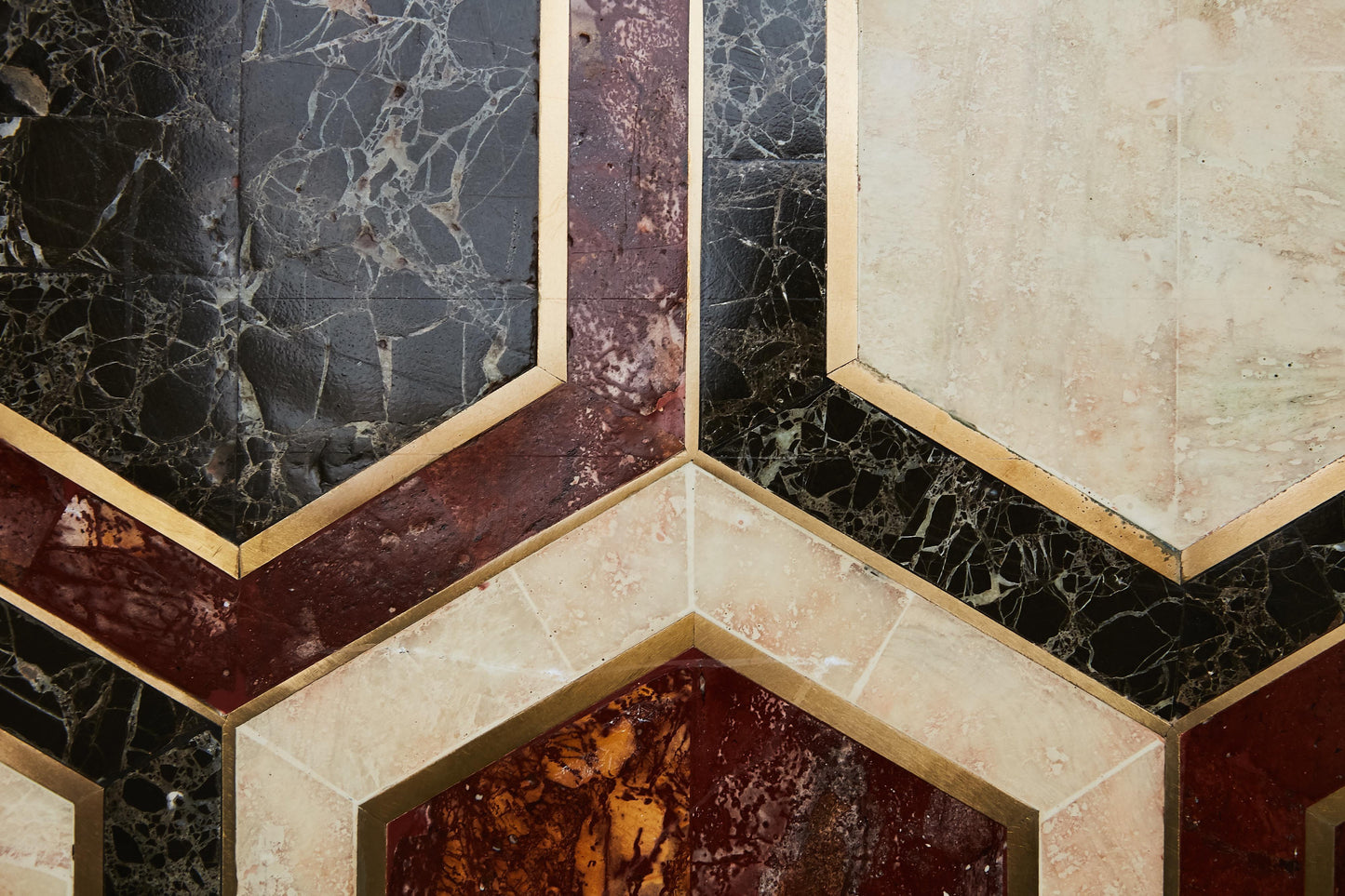 Custom Marble and Brass Geometric Screen from Viceroy Miami