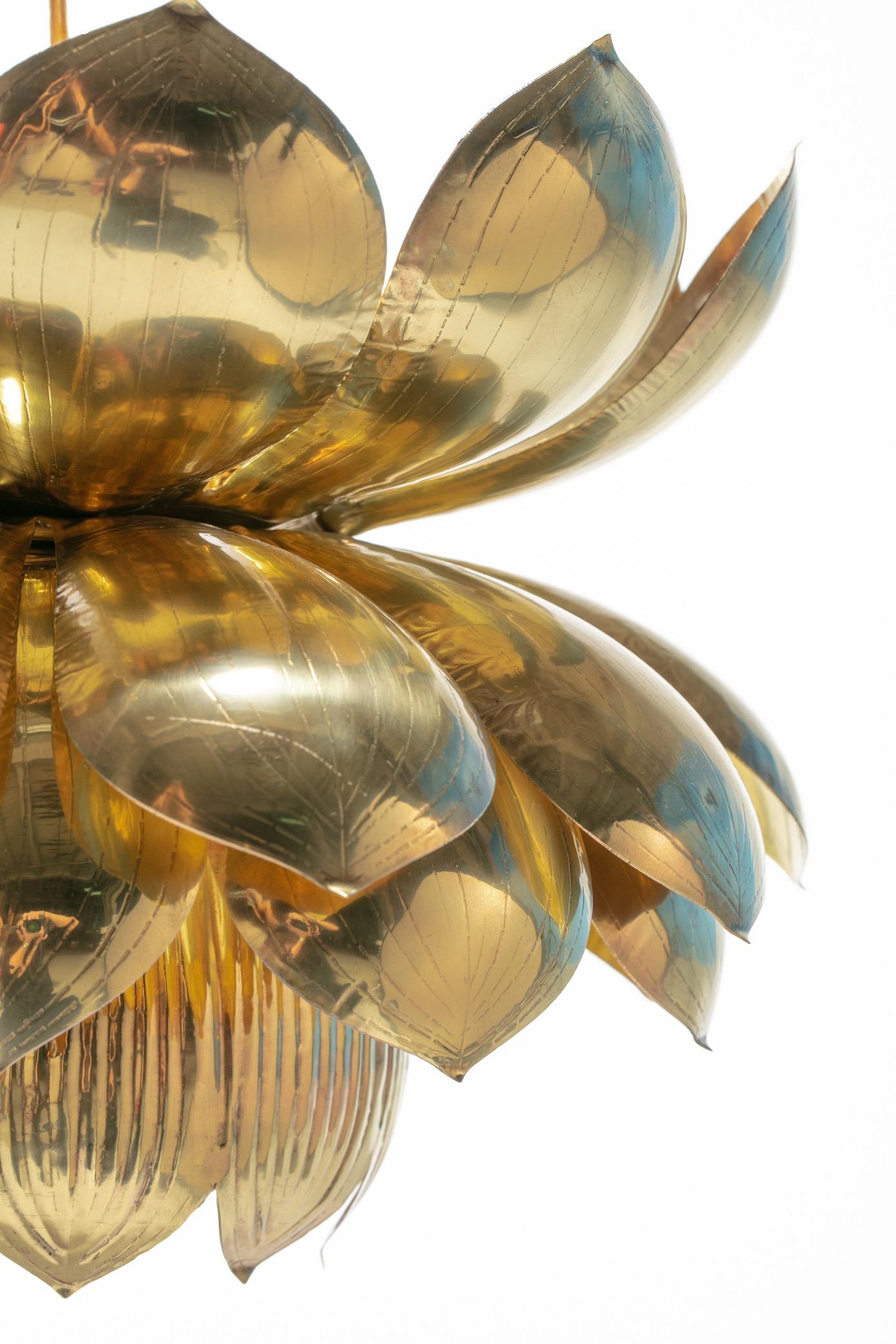 Large Brass Lotus Fixture by Feldman Lighting Company in the Style of Parzinger