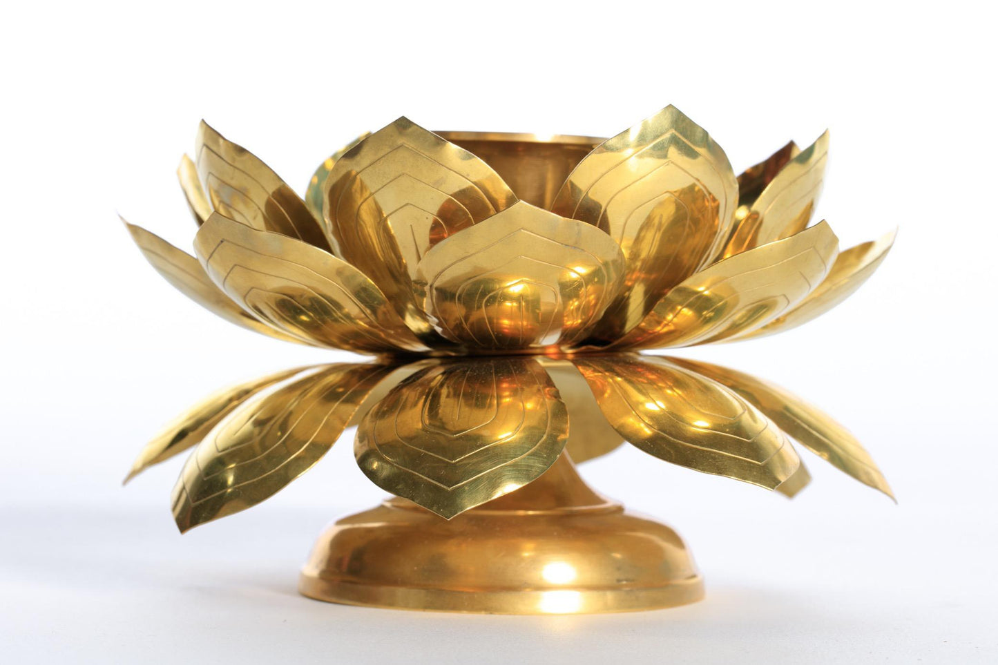 Feldman Brass Lotus Candle Holders in the Style of Parzinger