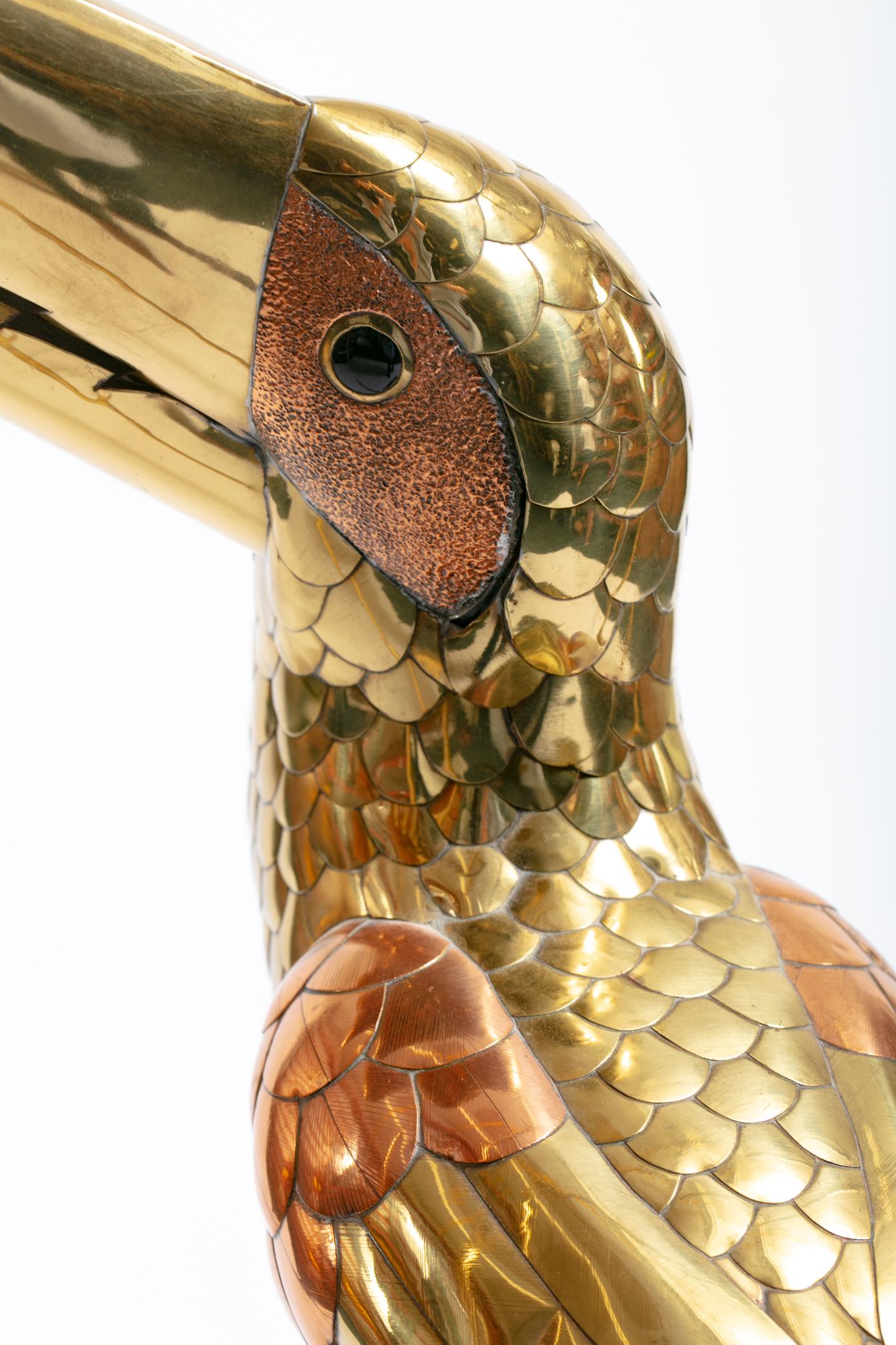 1970s Large Toucan Sculpture by Sergio Bustamante in Copper and Brass