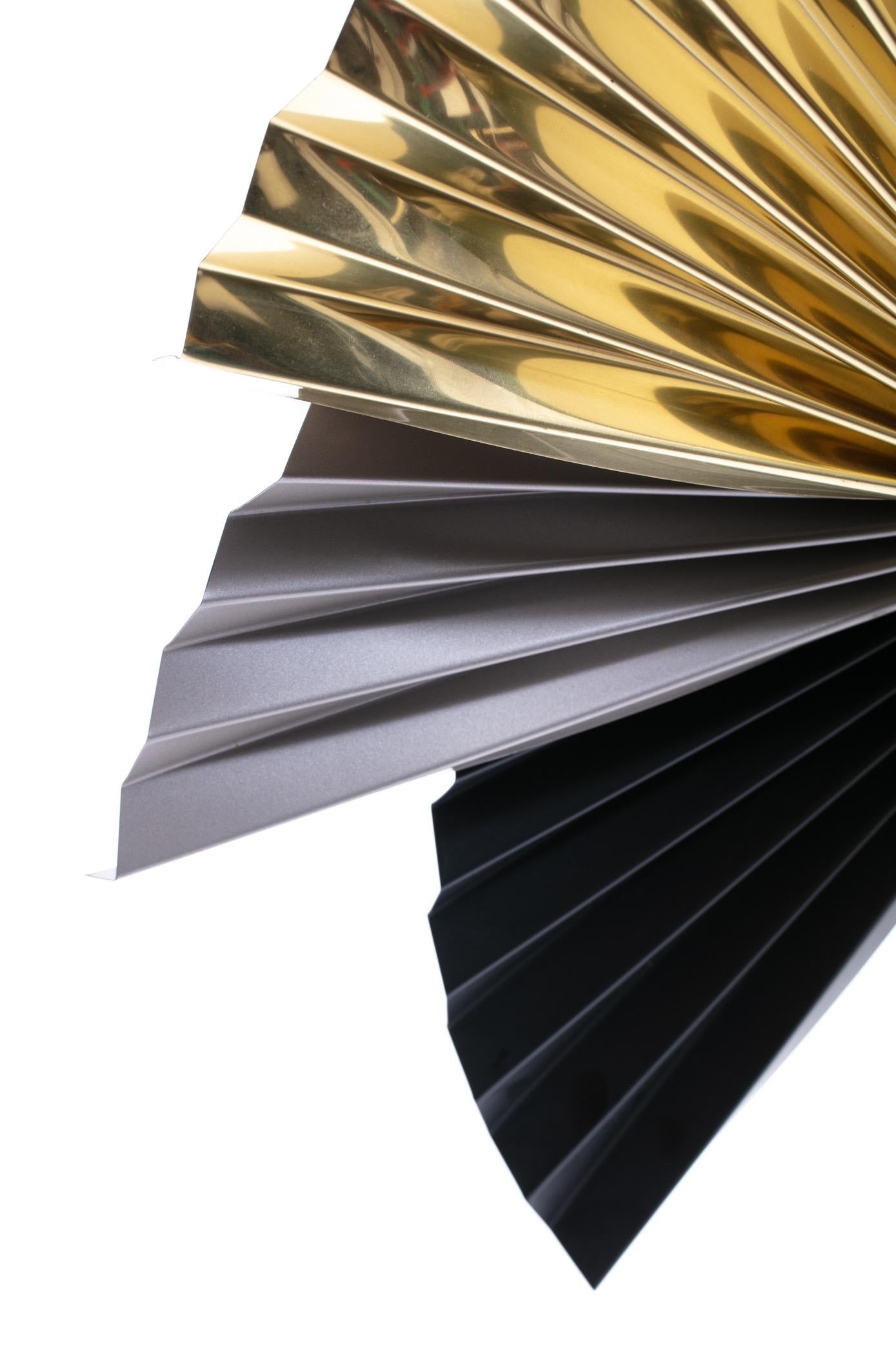 Brass, Chrome and Black Metal Wall Art Attributed to Curtis Jere, circa 1980