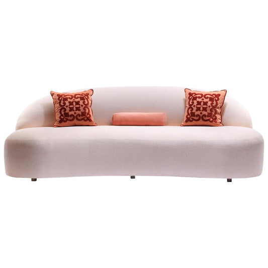 Blush Pink Boucle Sculptural Sofa by Directional, circa 1980