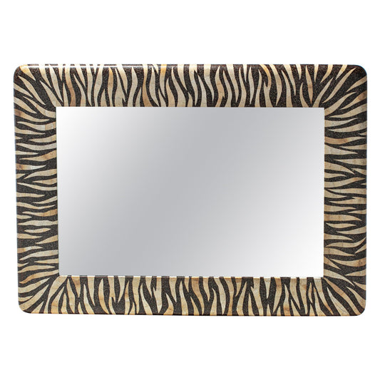 Hand Made Zebra Pattern Mirror Made of Eggshells by Maitland Smith