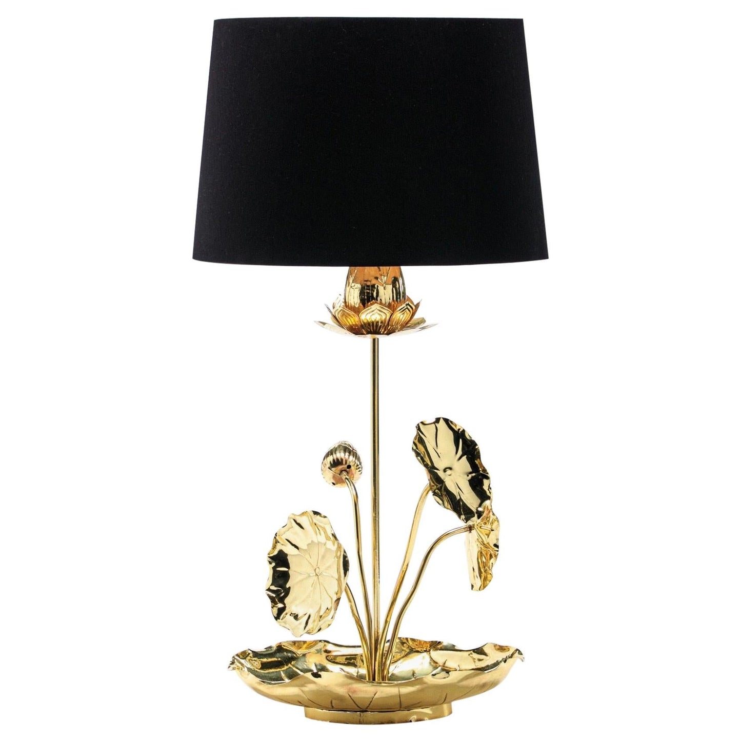 Hollywood Regency Lotus Flower Lamp in Polished Brass by Feldman c. 1960