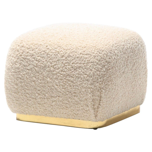 Karl Springer Style Ivory Bouclé Soufflé Pouf