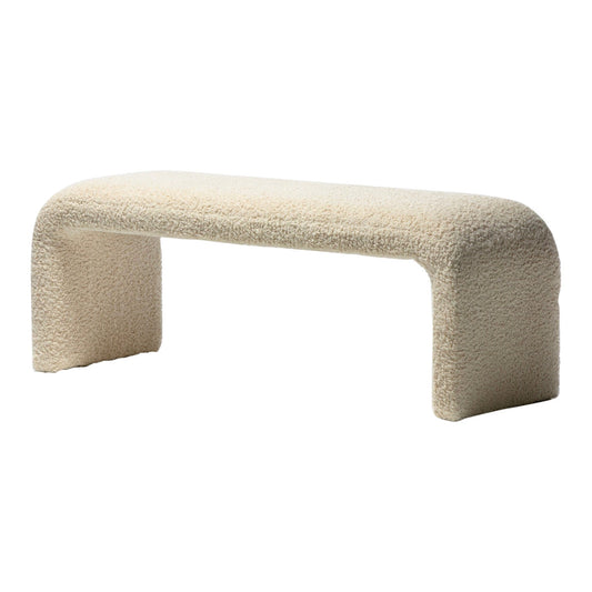 Karl Springer Style Waterfall Bench in Ivory Bouclé