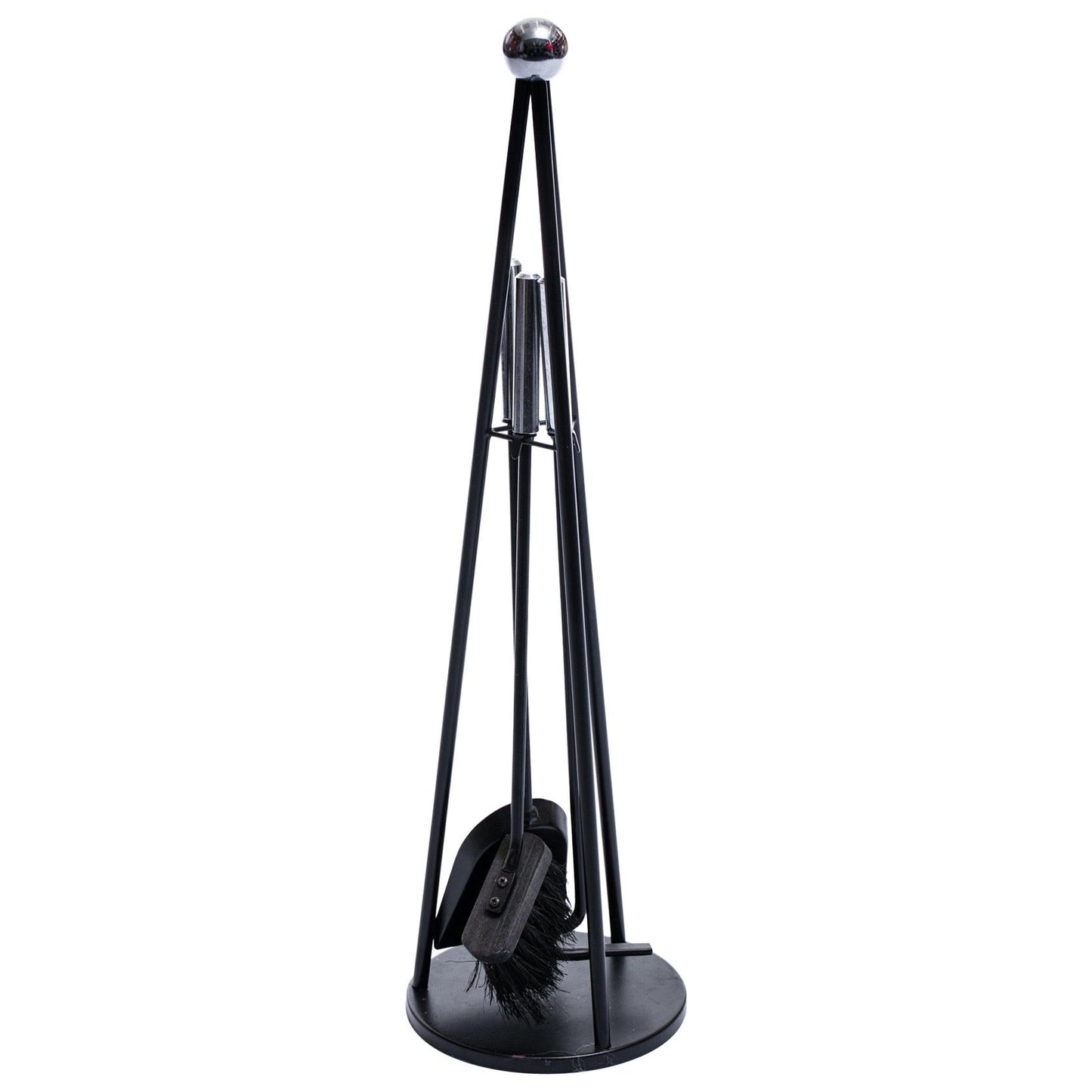 Mid-Century Modernist Fireplace Tool Set in Nickel and Iron