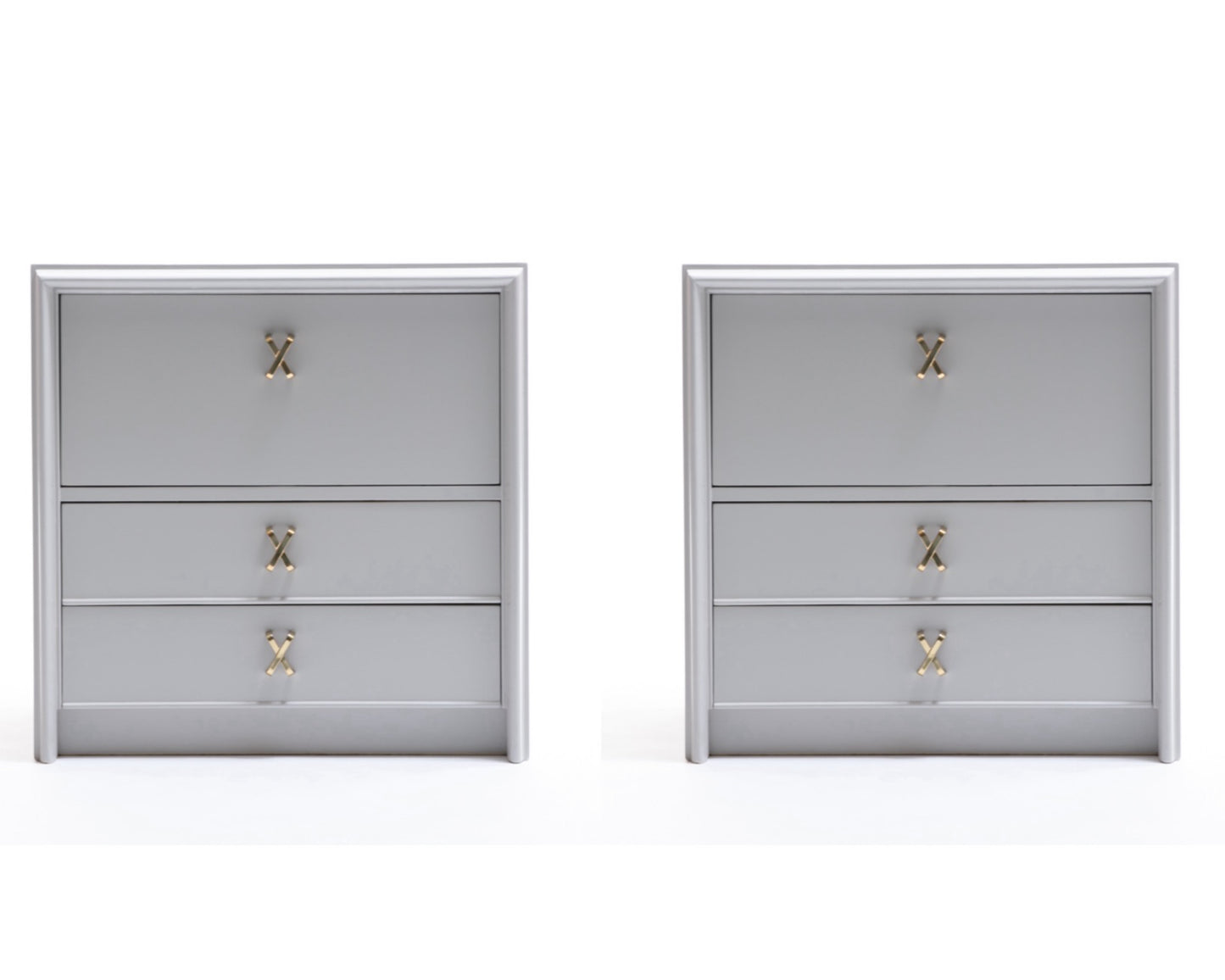 Pair of 1950s Paul Frankl Nightstands Lacquered in Farrow & Ball Pavilion Grey