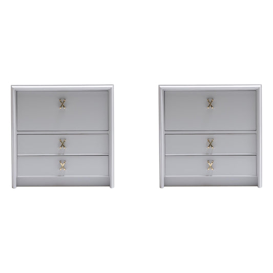 Pair of 1950s Paul Frankl Nightstands Lacquered in Farrow & Ball Pavilion Grey
