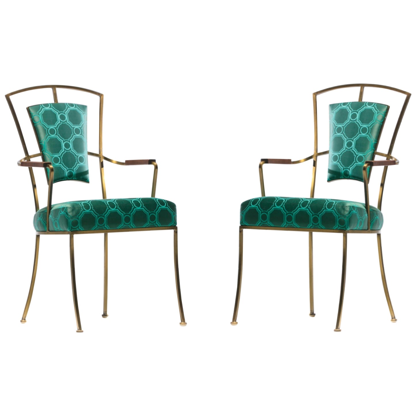 Pair of Billy Haines Style Hollywood Regency Armchairs in Tony Duquette Fabric