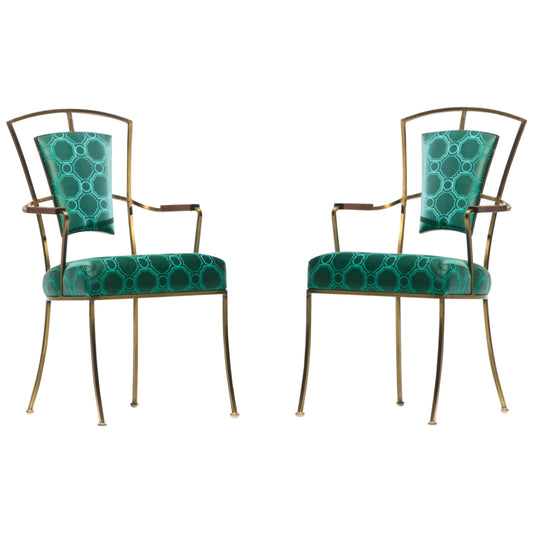 Pair of Billy Haines Style Hollywood Regency Armchairs in Tony Duquette Fabric