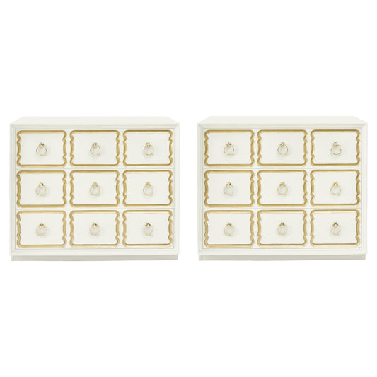 Pair of Dorothy Draper España Chest in Ivory White Chocolate, circa 1955