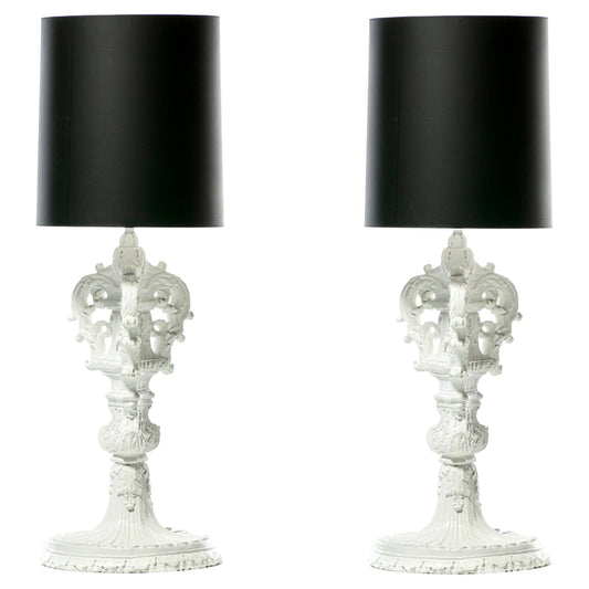 Pair of Large Hollywood Regency Baroque Plaster Lamps by Marge Carson c. 1960s