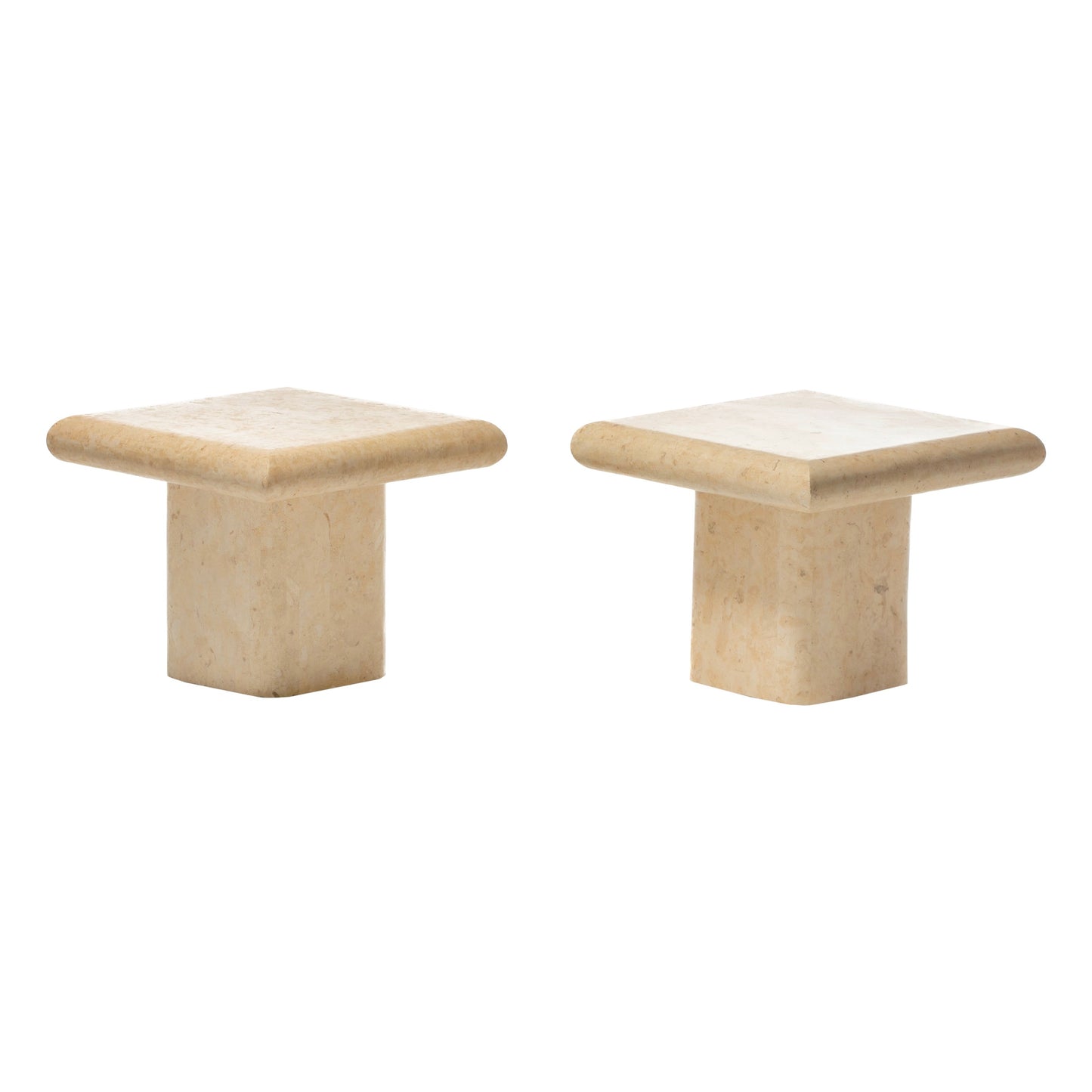 Pair of Post Modern Travertine End Tables, circa 1980s