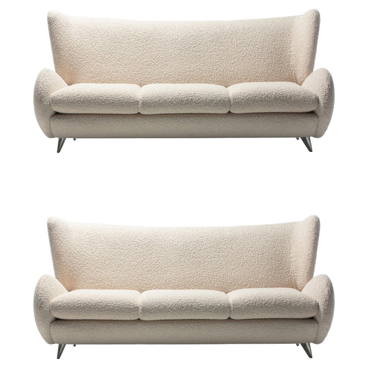 Pair of Vladimir Kagan Fiftyish Wingback Sofas