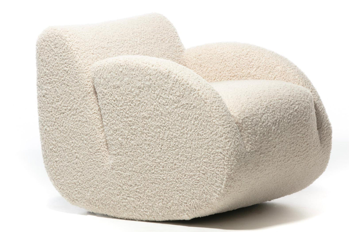 Pair of Vladimir Kagan Rockstar Rocker Lounge Chairs in Ivory Bouclé c. 1990