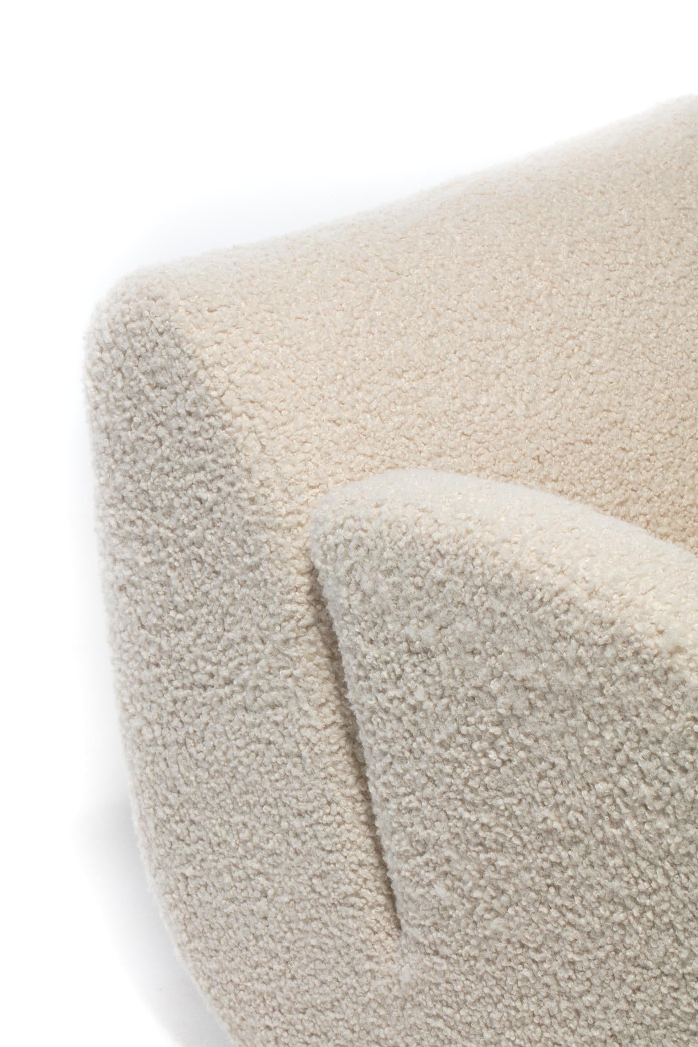 Pair of Vladimir Kagan Rockstar Rocker Lounge Chairs in Ivory Bouclé c. 1990