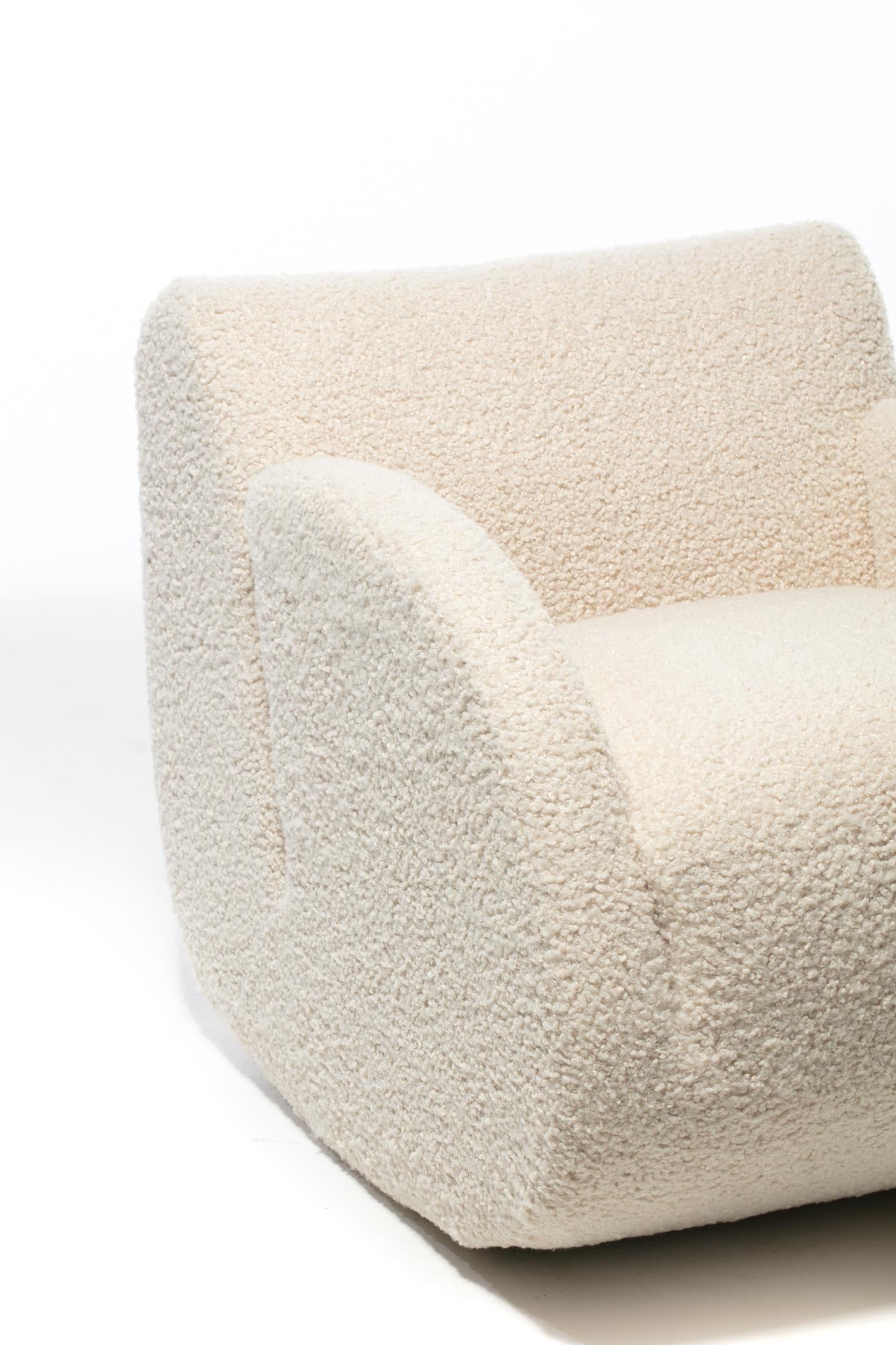 Pair of Vladimir Kagan Rockstar Rocker Lounge Chairs in Ivory Bouclé c. 1990
