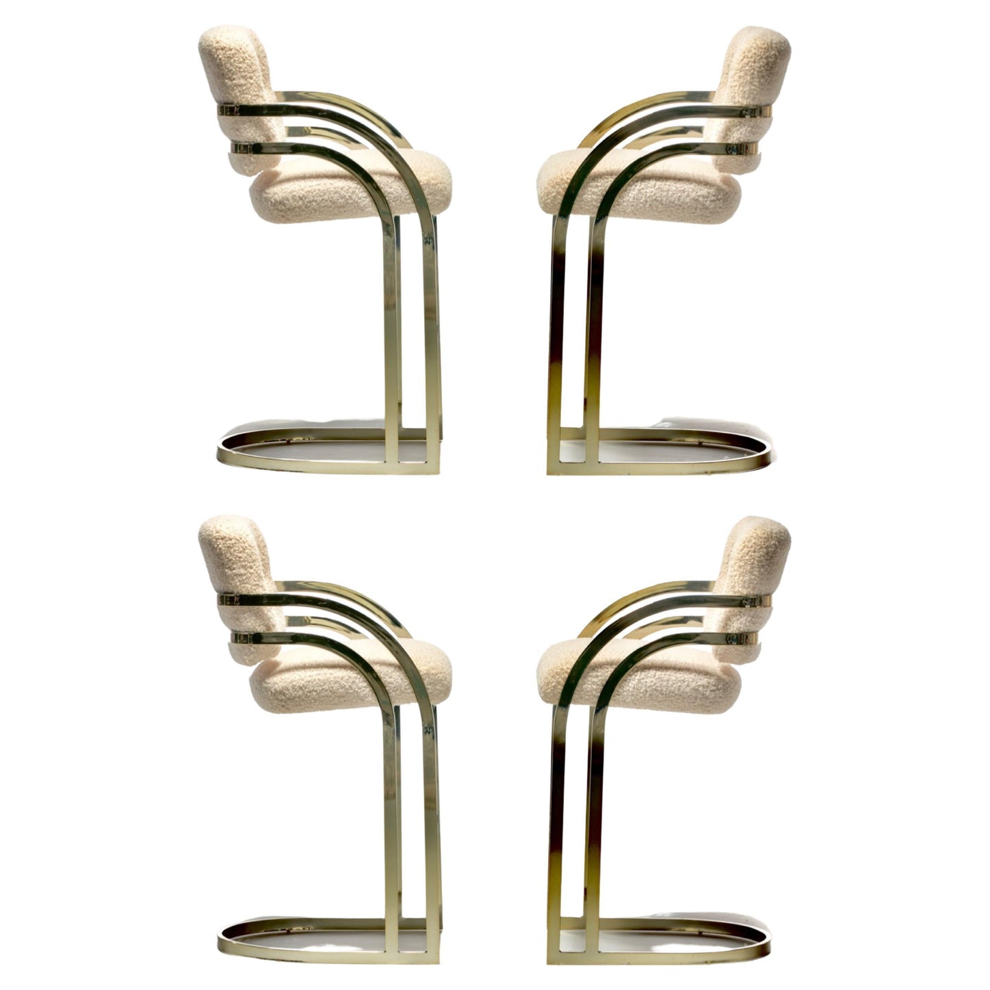 Set of 4 Design Institute of America Brass Stools in the Style of Milo Baughman