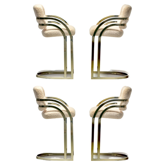 Set of 4 Design Institute of America Brass Stools in the Style of Milo Baughman