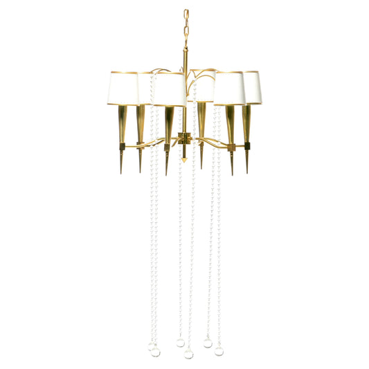 Tommi Parzinger Hollywood Regency Chandelier of Flowing Crystals and Brass