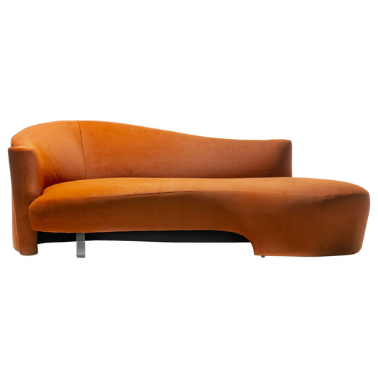 Vladimir Kagan Amorphous Serpentine Sofa in Terra Cotta Velvet for Weiman