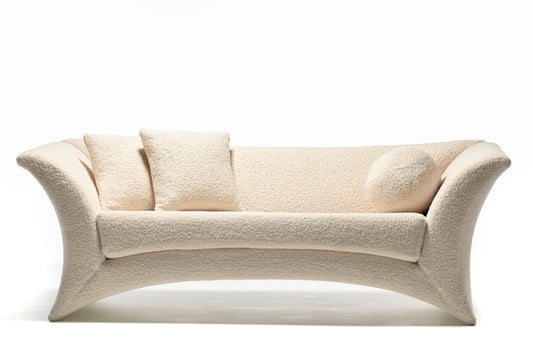 Vladimir Kagan Post Modern Marilyn Sofa in Ivory White Bouclé