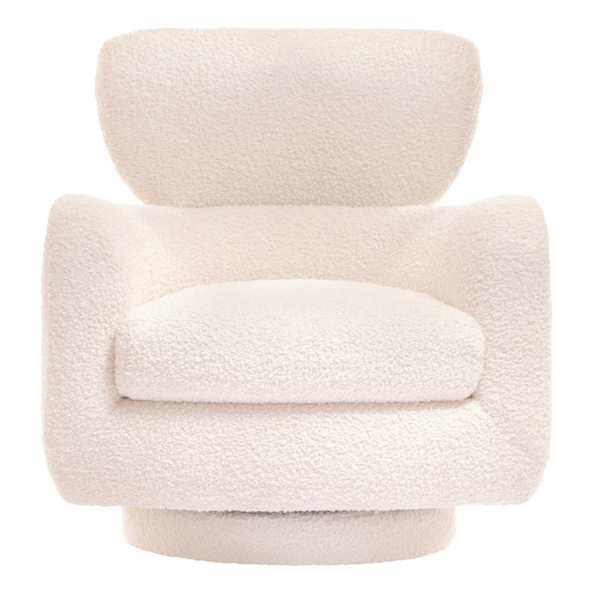 Vladimir Kagan Wingback Swivel Chair in Ivory Bouclé
